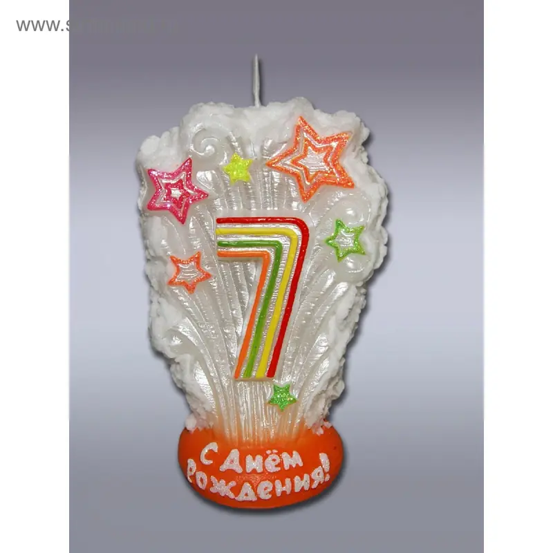 Свеча для торта цифра «Салют» белая 7 мигающая