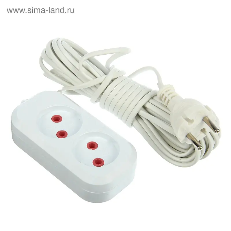Удлинитель"эконом", 2 розетки, 10 м, ШВВП 2х0.5, 230 В, 6 А, 1300 Вт