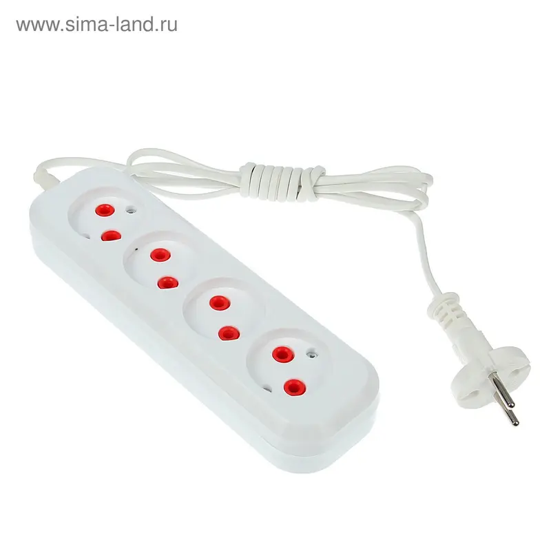 Удлинитель"эконом", 4 розетки, 1.7 м, ШВВП 2х0.5, 230 В, 6 А, до 1300 Вт