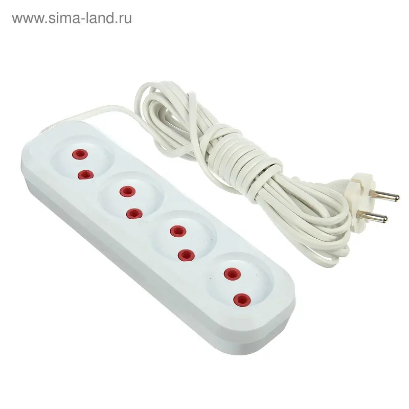 Удлинитель"эконом", 4 розетки, 5 м, ШВВП 2х0.5, 230 В, 6 А, 1300 Вт