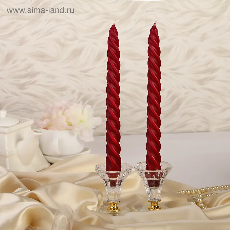 Свеча витая, 2,3х 24,5 см, 5 ч, 50 г, бордовая