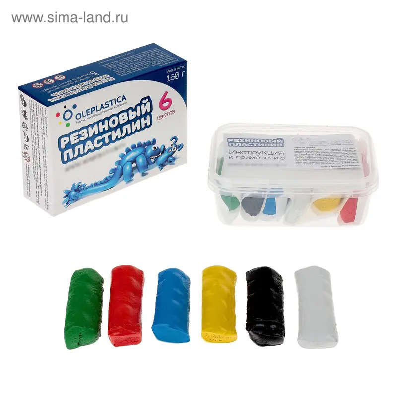 Резиновый арт-пластилин "Rubber Gum", 6 цветов, 150 г
