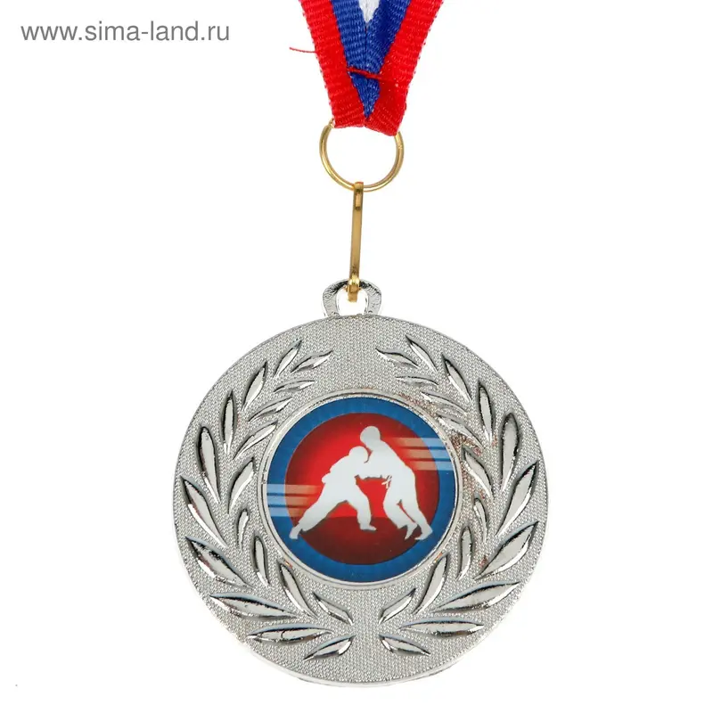 Медаль тематическая «Дзюдо», серебро, d=5 см
