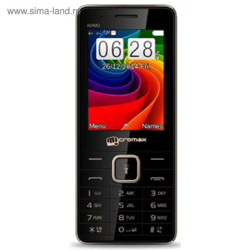 Сотовый телефон Micromax X2420, черный, шампань