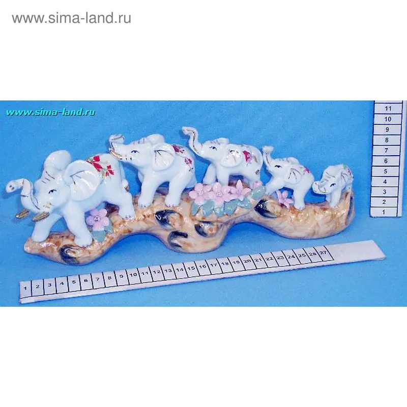 нэцкэ фарфор 5 слонов на коряге 4443 12см (бокс 36 шт)