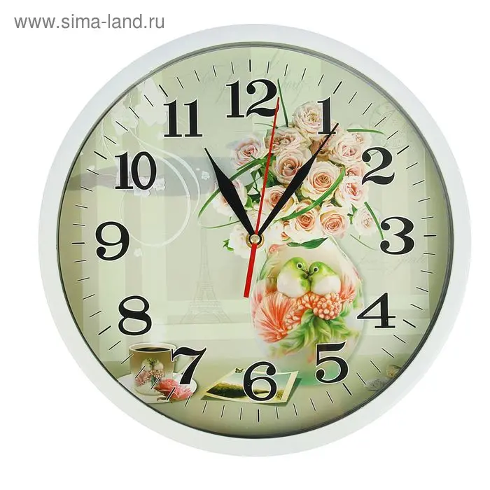 Часы настенные круглые Spring atmosphere, d=32 см, рама белая