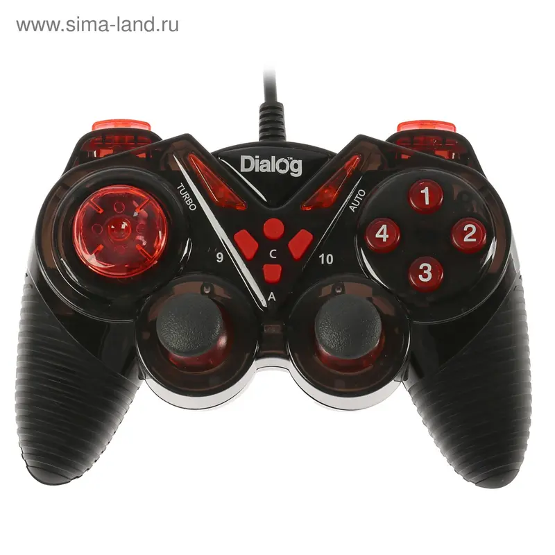 Геймпад Dialog Action GP-A13, проводной, вибрация, для PC, PS2/3, USB, чёрно-красный