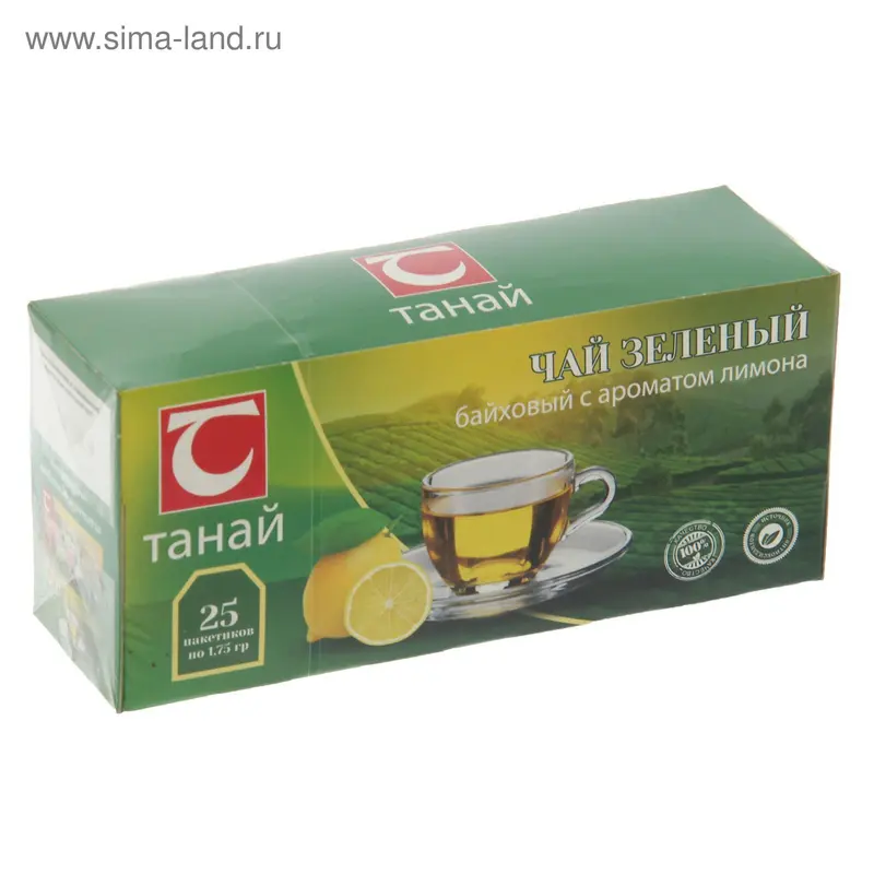 Чай зеленый с ароматом лимона "Танай" 25 п*1,75 г, 24 пачки