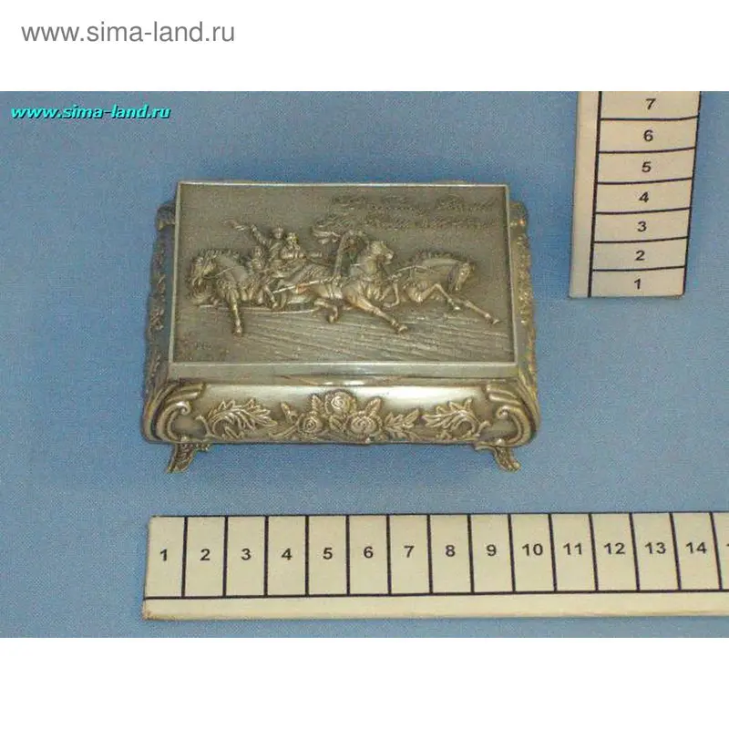 шкатулка металл прямоугольная 227S 10*7,5*3,5см (бокс 100 шт) min1