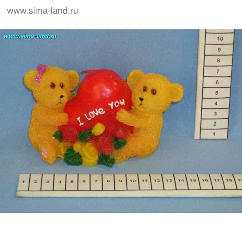 свеча воск мишки с сердцем 3209 8*12 (бокс 72 шт)