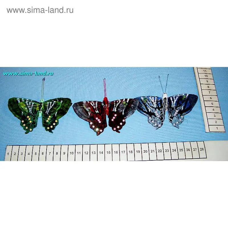 магнит бабочка перо разноцветье S072078 (12 шт) (бокс 1440 шт)