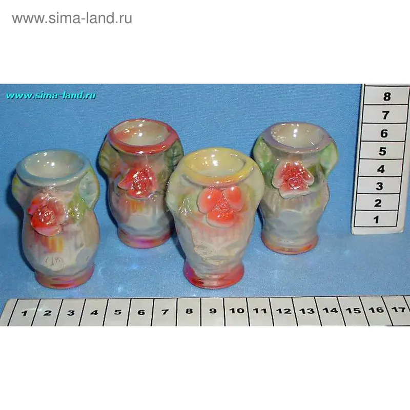 ваза 2495 керам перламутр цветы 6,5см (16) (бокс 480 шт)