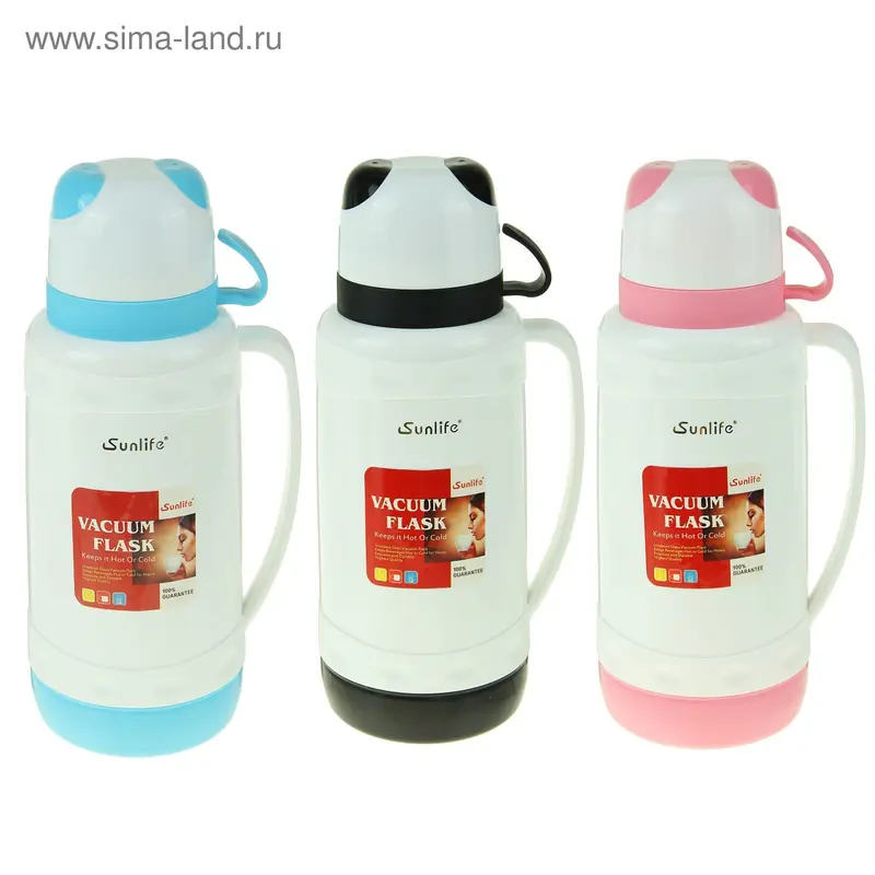 Термос "Панда" с 2 кружками, 1.8 л, 16х35 см, микс
