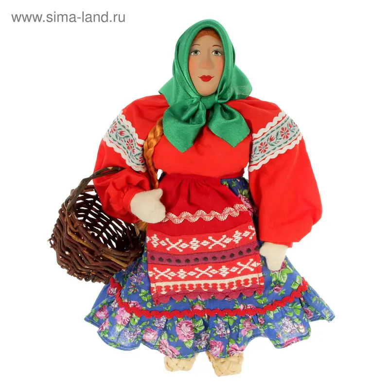Сувенирная кукла "Марья с лукошком" 28 см (А2-5)