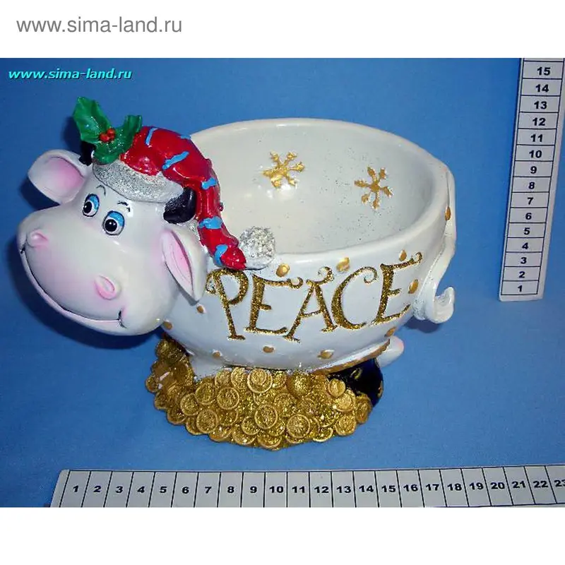 полистоун кашпо д/мелочей бурёнка 18*22 см 1 вид (бокс 18 шт)