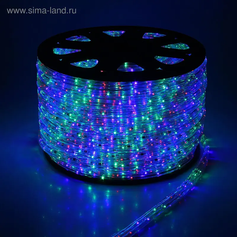 LED шнур 11х18 мм, квадратн., 100 м, чейзинг, 3W-LED/м-36-220V в компл. н-р д/подкл. мульти