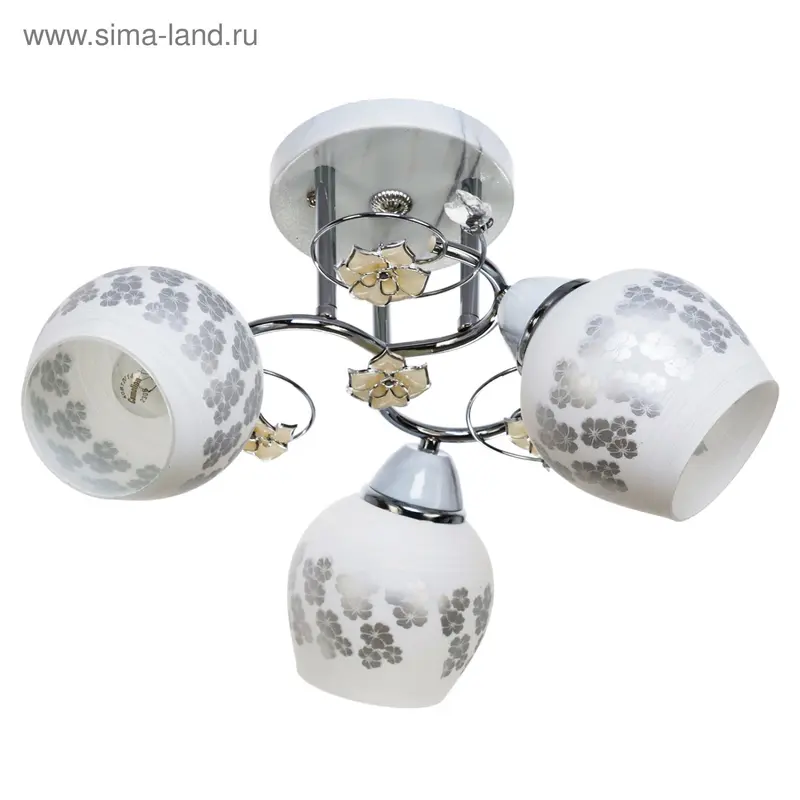 Люстра "Кусенто" 3 лампы 40W E27 основание хром-белый 40х40х28 см