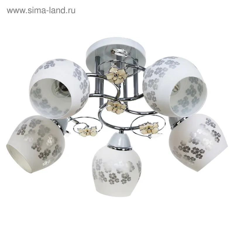 Люстра "Кусенто" 5 ламп 40W E27 основание хром-белый 51х51х28 см