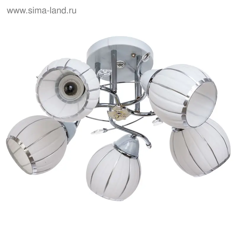 Люстра "Итебра" 5 ламп 40W E27 хром-белый 50х50х28 см