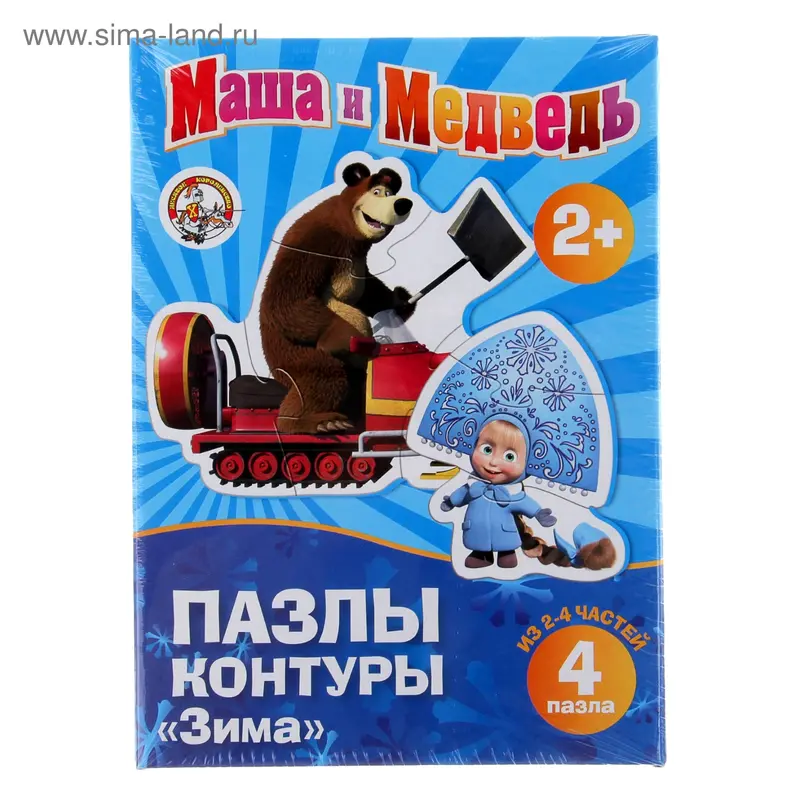 Пазлы-контуры «Маша и Медведь. Зима» (мягк.)