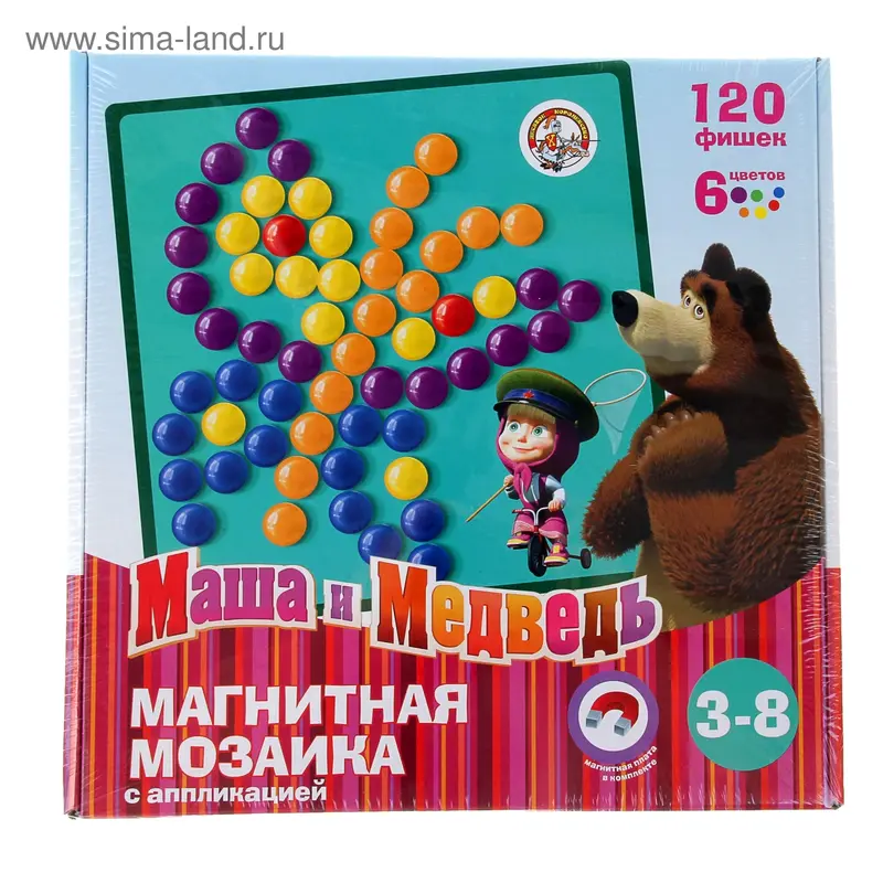 Магнитная мозаика с аппликацией «Маша и медведь»