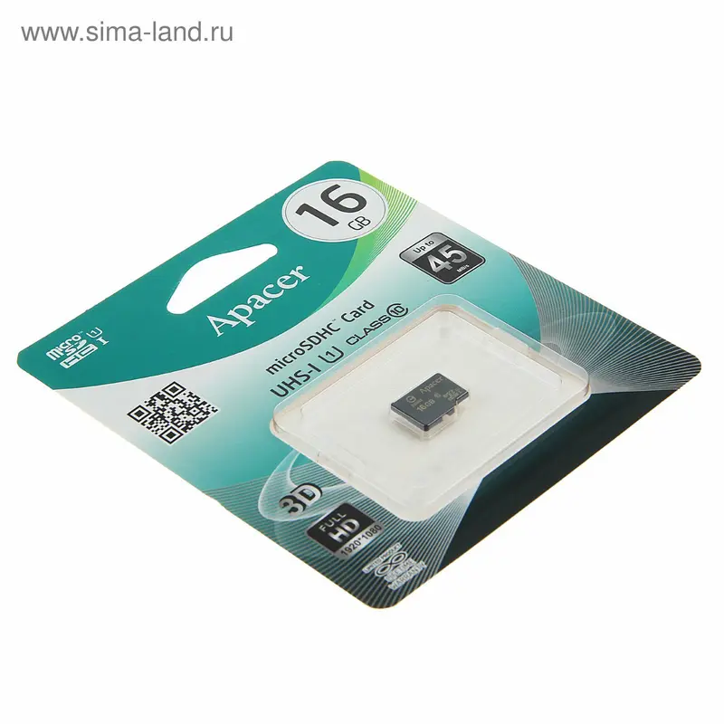 Карта памяти Apacer microSD, 16 Гб, SDHC, класс 10