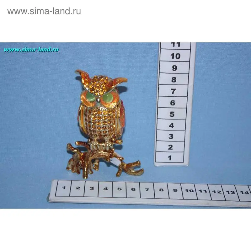 шкатулка золото совушка 9*7 см (бокс 100 шт)