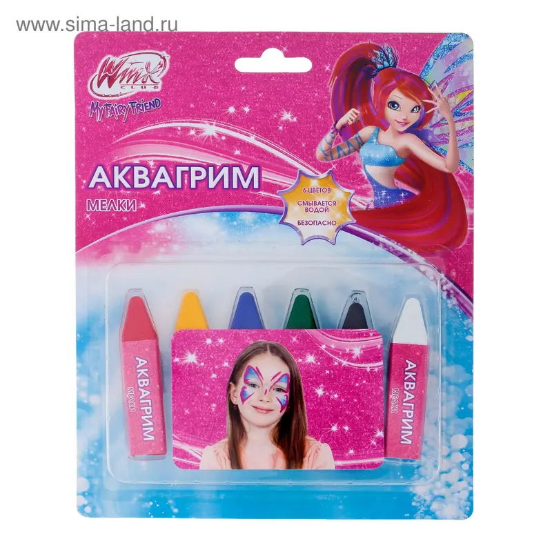 Аквагрим мелки Winx, 6 цветов AG6M03-WX