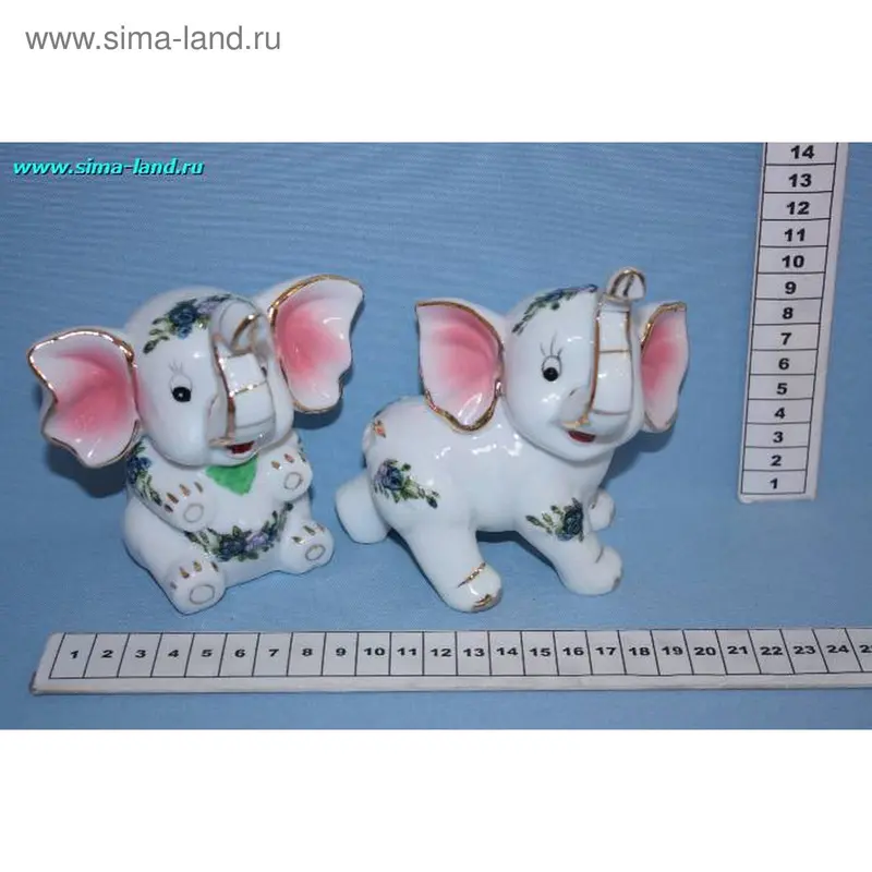 фарфор слоники 12 см (набор 2 шт) (бокс 48 шт)