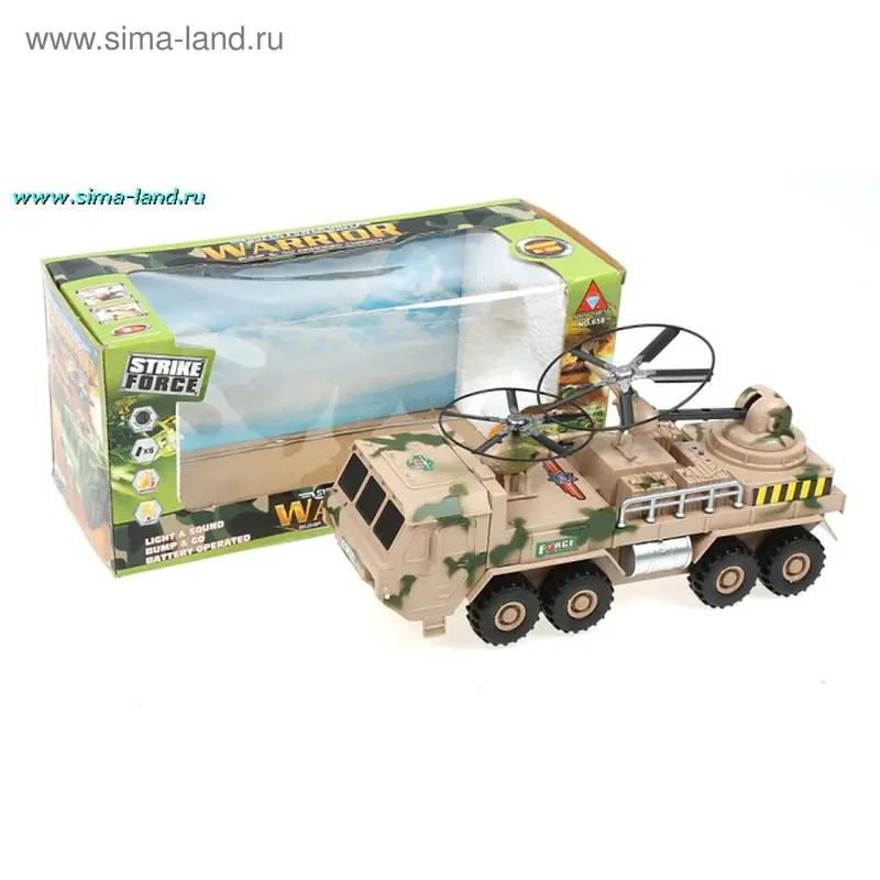 Машина военная, на батарейках, в коробке