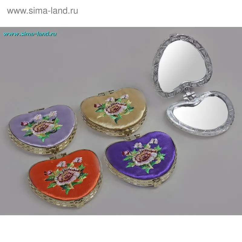 Зеркало складное, в форме сердца, без увеличения, двустороннее, цвета МИКС