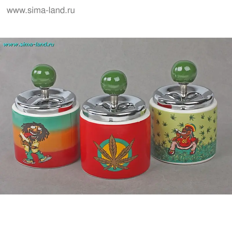 Пепельница бездымная, круглая, КАНАБИС, веселый негр