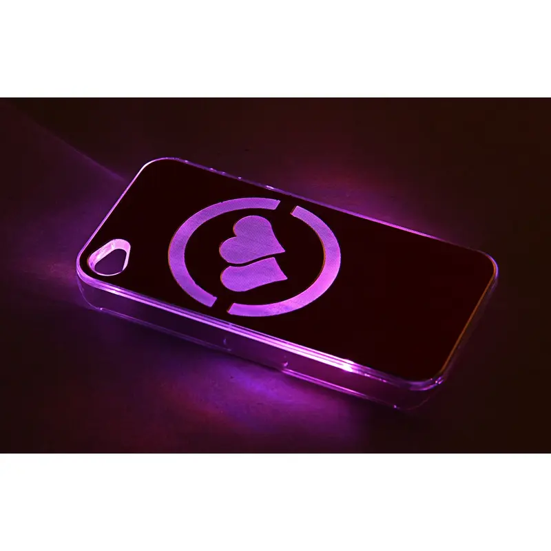 Крышка для телефона Apple iPhone 4/4S, с подсветкой "Два сердца", МИКС