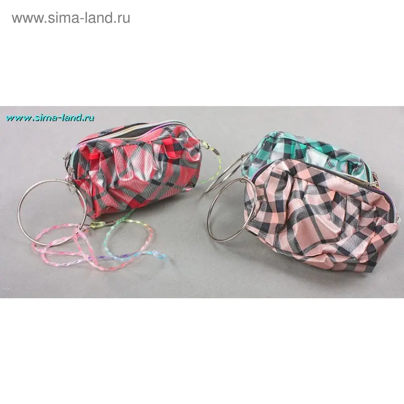 Косметичка 1 кольцо "Клетка", микс