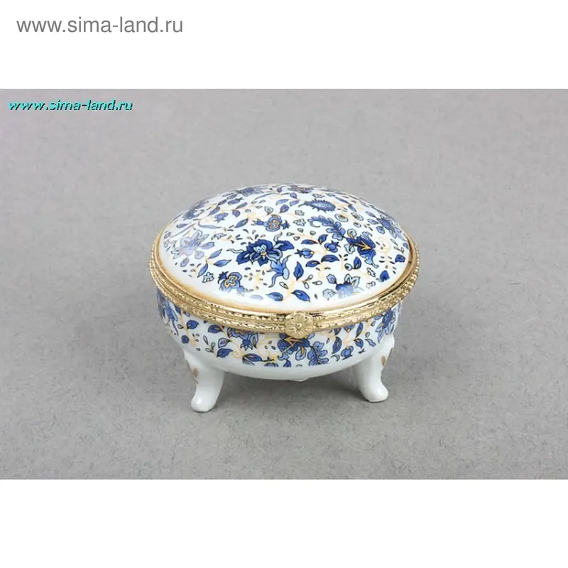 шкатулка керамика на ножках гжель 8*8*5 см