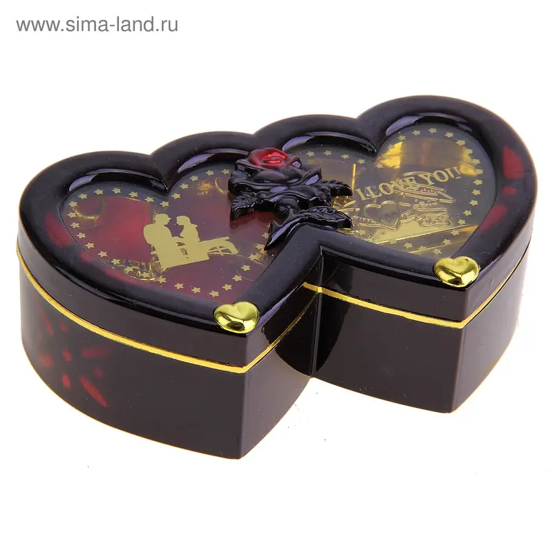 шкатулка музык 2 сердца гладкие 11*6,5*3,5 см