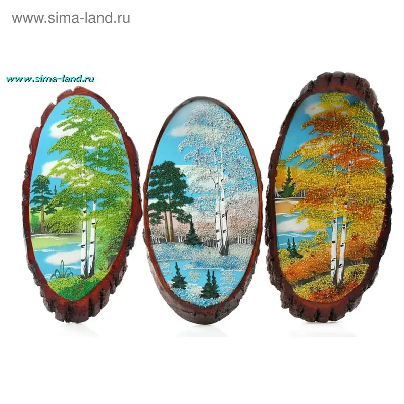 Картина из каменной крошки, в форме среза дерева