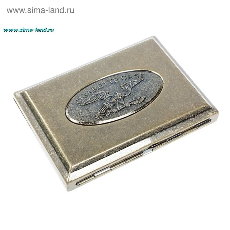 Портсигар прямоугольный, с овальной вставкой, под медь