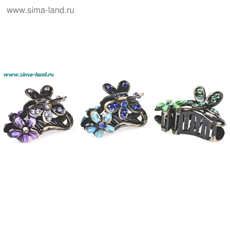краб для волос шик 8 см ромашки (набор 6 шт)