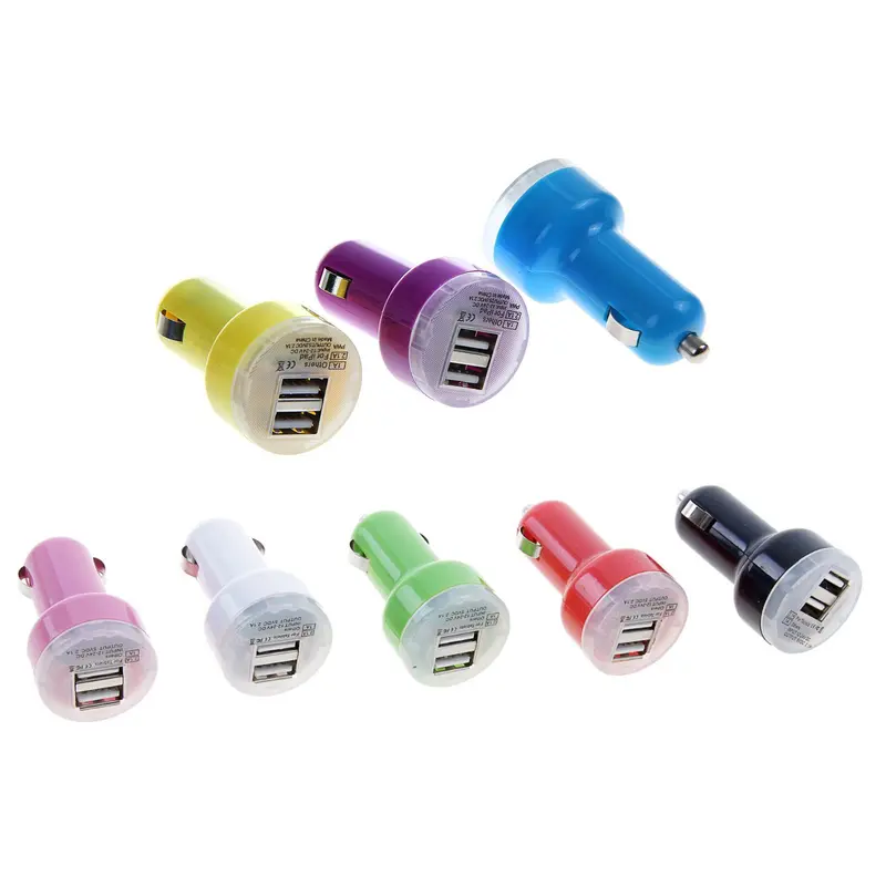 Автомобильное зарядное устройство LuazON UC-2, 2 USB, 2.1 A/1 A, МИКС