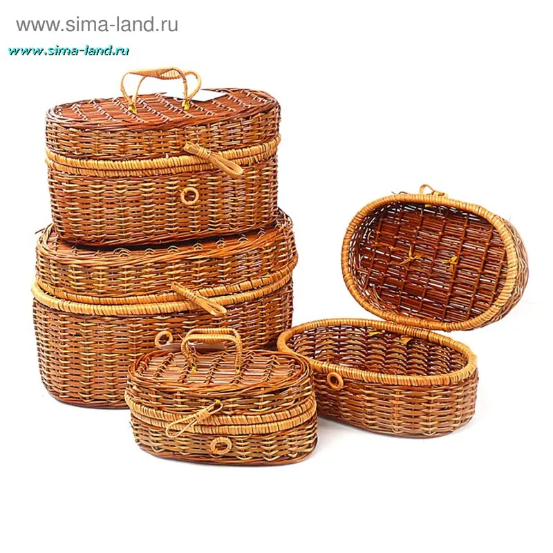 Коробка овальная, коричневая, из бамбука