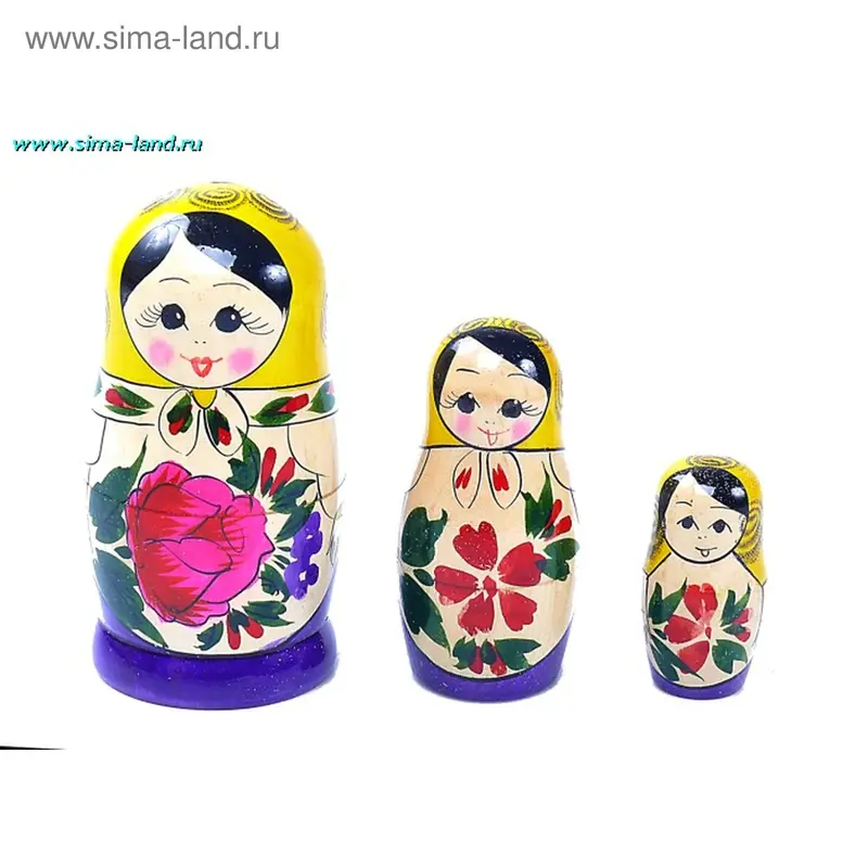 Матрешка нетрадиционная, цветная, 3 предмета