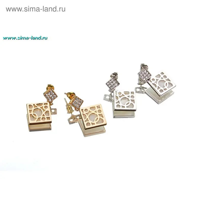 Серьги МОДНЫЕ УКРАШЕНИЯ, ромб ажурный
