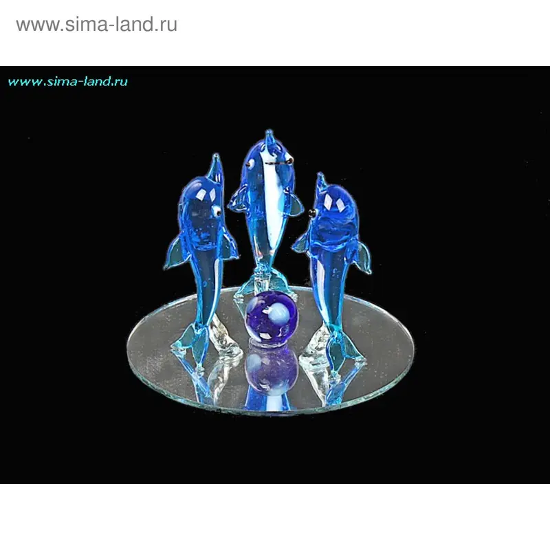 стекло 3 дельфина с мячом 5,5*7 см