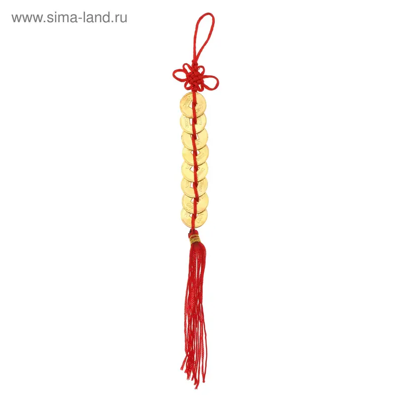 подвеска 8 монет золото с узлом счастья d=2см