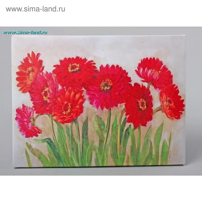картина холст яркая герберы
