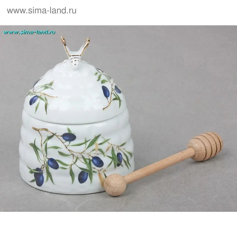 Банка для меда, с деревянной ложкой