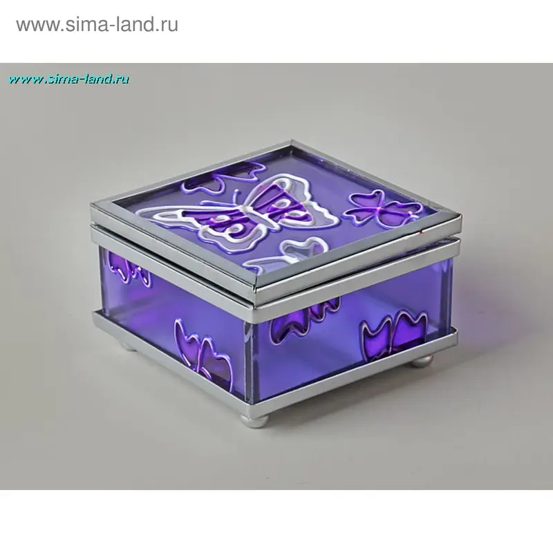 шкатулка стекло фиолетовая бабочка