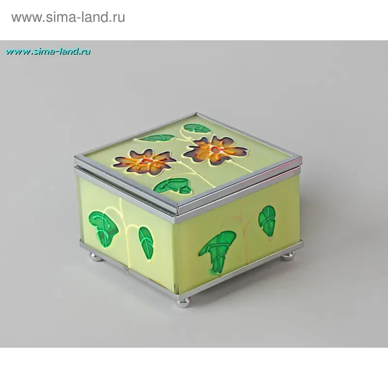 шкатулка стекло цветы на желтом