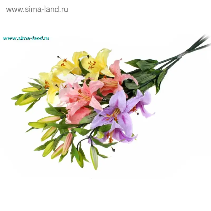 цветы искусственные (стебель-пластик,бутон-ткань) лилия d-15